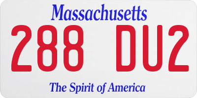 MA license plate 288DU2