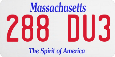 MA license plate 288DU3