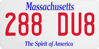 MA license plate 288DU8