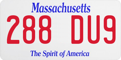 MA license plate 288DU9