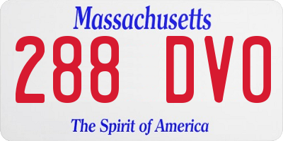MA license plate 288DV0