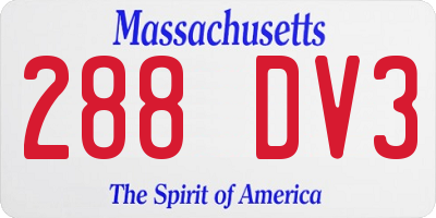 MA license plate 288DV3