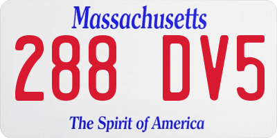 MA license plate 288DV5