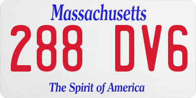 MA license plate 288DV6