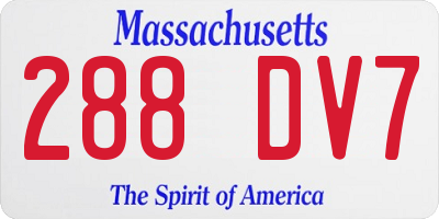 MA license plate 288DV7