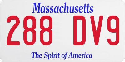 MA license plate 288DV9