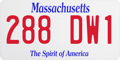 MA license plate 288DW1