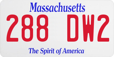 MA license plate 288DW2