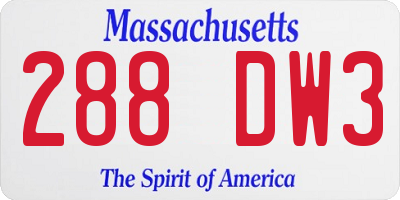 MA license plate 288DW3