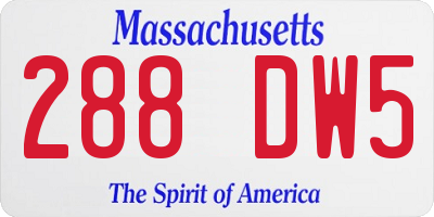 MA license plate 288DW5
