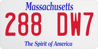 MA license plate 288DW7
