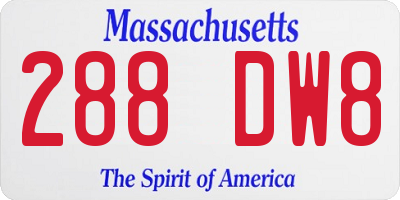 MA license plate 288DW8