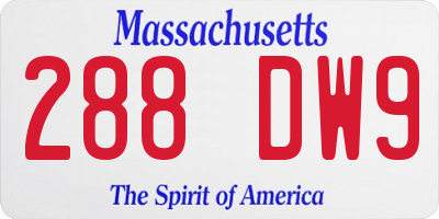 MA license plate 288DW9