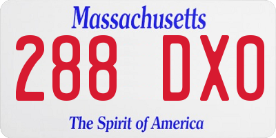 MA license plate 288DX0