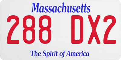 MA license plate 288DX2
