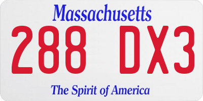 MA license plate 288DX3