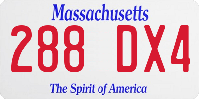MA license plate 288DX4