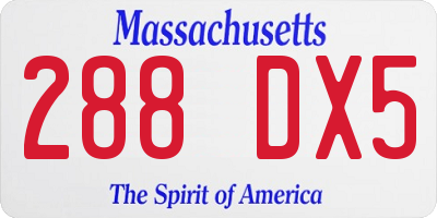 MA license plate 288DX5