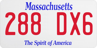 MA license plate 288DX6