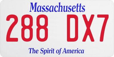 MA license plate 288DX7