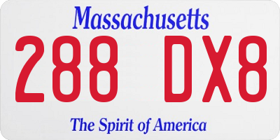 MA license plate 288DX8