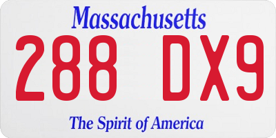 MA license plate 288DX9