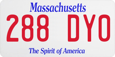 MA license plate 288DY0