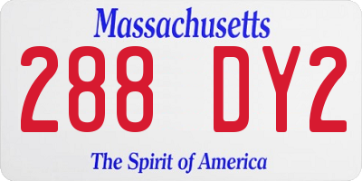 MA license plate 288DY2