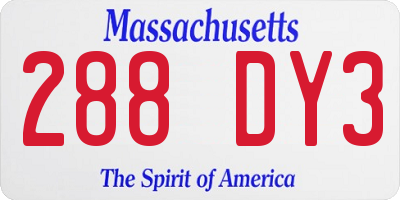 MA license plate 288DY3