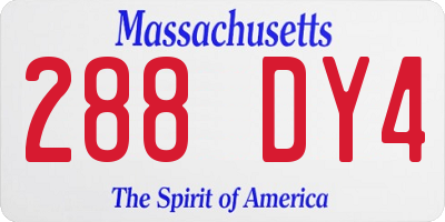 MA license plate 288DY4