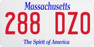 MA license plate 288DZ0