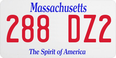 MA license plate 288DZ2