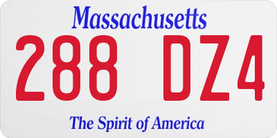 MA license plate 288DZ4
