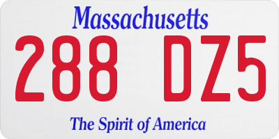 MA license plate 288DZ5