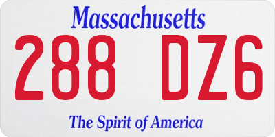 MA license plate 288DZ6