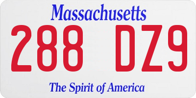 MA license plate 288DZ9
