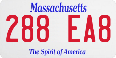 MA license plate 288EA8