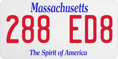 MA license plate 288ED8