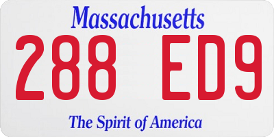 MA license plate 288ED9