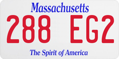 MA license plate 288EG2