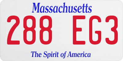 MA license plate 288EG3
