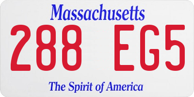MA license plate 288EG5