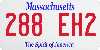 MA license plate 288EH2