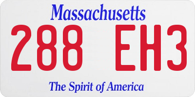 MA license plate 288EH3
