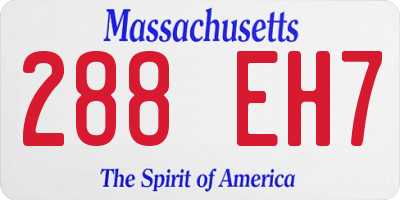 MA license plate 288EH7