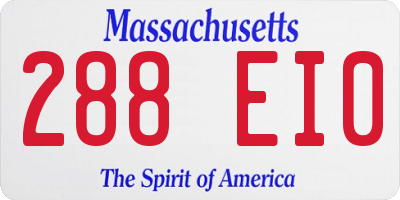 MA license plate 288EI0
