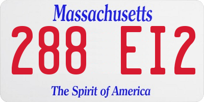 MA license plate 288EI2