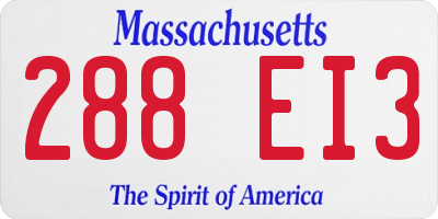 MA license plate 288EI3