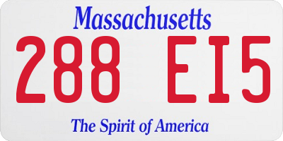 MA license plate 288EI5