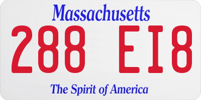 MA license plate 288EI8